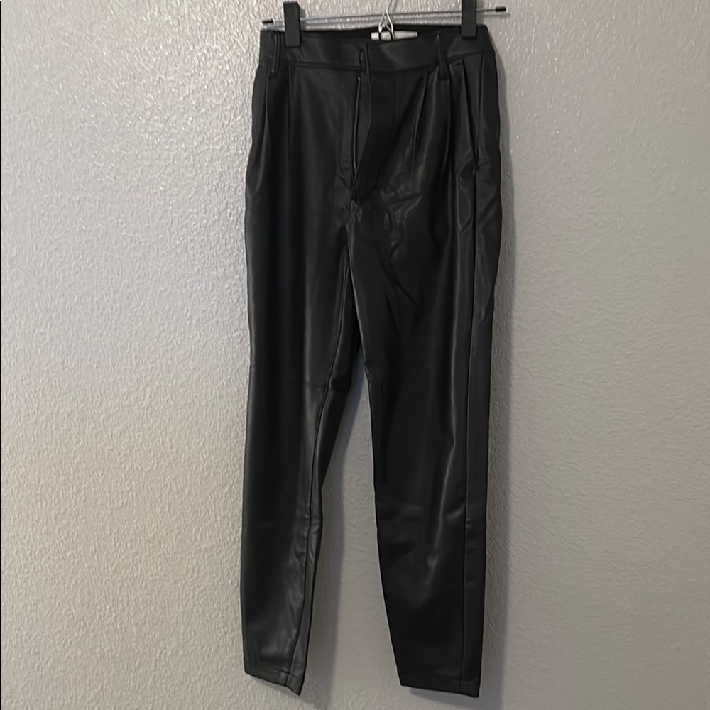 Women’s Black Leather Faux Pants